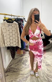 Image 2 of French print halter neck set 