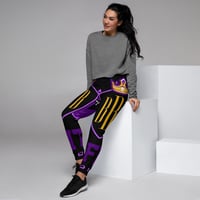 Image 2 of BOSSFITTED Black Purple and Gold AOP Women's Joggers