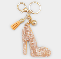 Brown Bling Stiletto Heal Tassel Keychain 