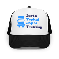 Image 2 of OTTO Trucker Hat with Just A Typical Day Of Trucking Logo