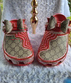 Image of Size 8 Red Crocs with Hat