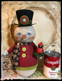 Folk art Snowman Winter Cardinal Doll Creation