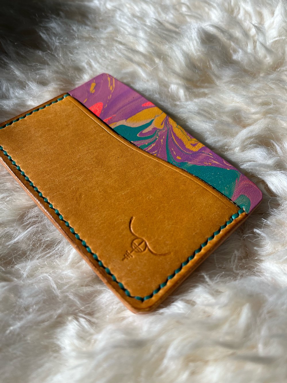 Image of Yellow Pueblo/Purple Marbled Horizontal Cardholder 