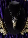 Black Quartz English Crow Skull - Necklace 