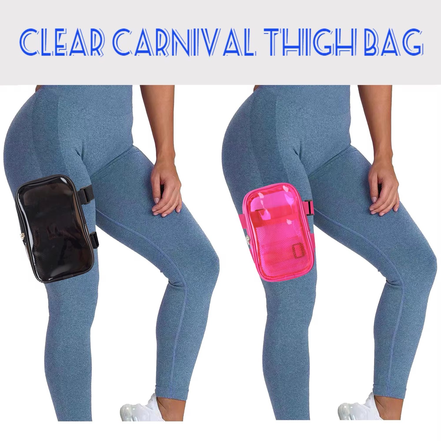 Image of Carnival or Jouvert Handsfree clear Leg, Thigh, Waist, Chest Pouch