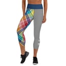 Image 2 of Yoga Capri Leggings- Madras and gray