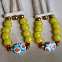 Image 3 of Yellow Trade Bead Earrings