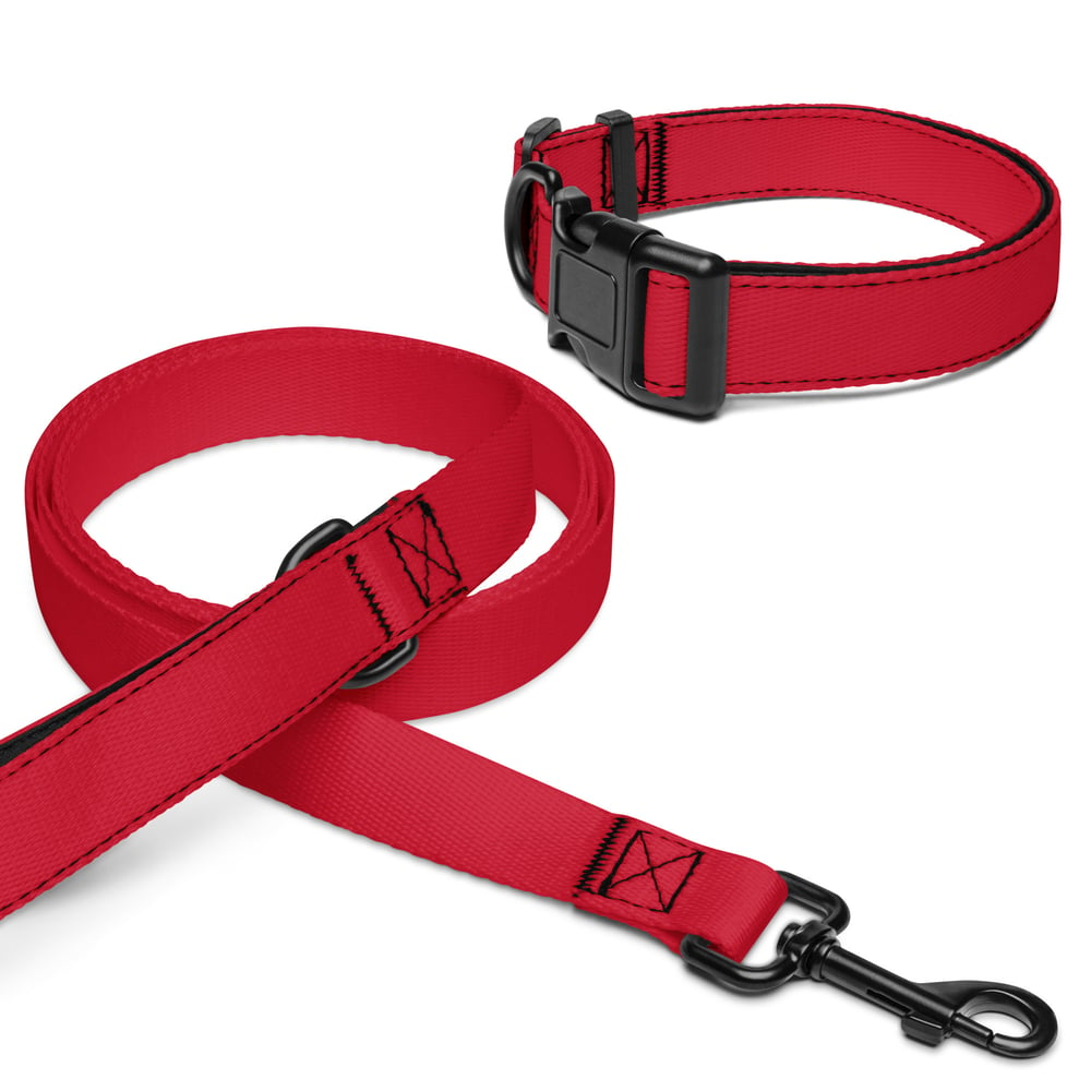 Image of Pet collar & leash Red