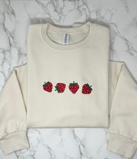 Image 2 of Embroidered Strawberry Crew Neck
