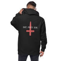 Image 1 of "Eat. Prey. Sin." Unisex Fleece Zip Up Hoodie