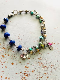 Image 1 of lapis turquoise and citrine charm bracelet