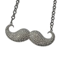 Image 2 of big rhinestone mustache necklace 