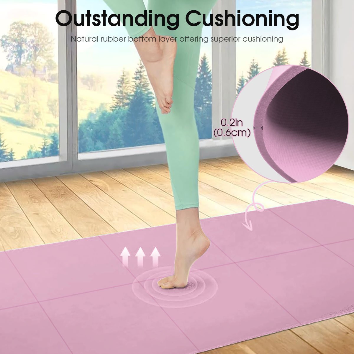 Image of Yoga Mat Pilates Fitness Mat 3/4/6mm Thicknes Non Slip Yoga Cushion Travel Fitness Exercise Pad for 