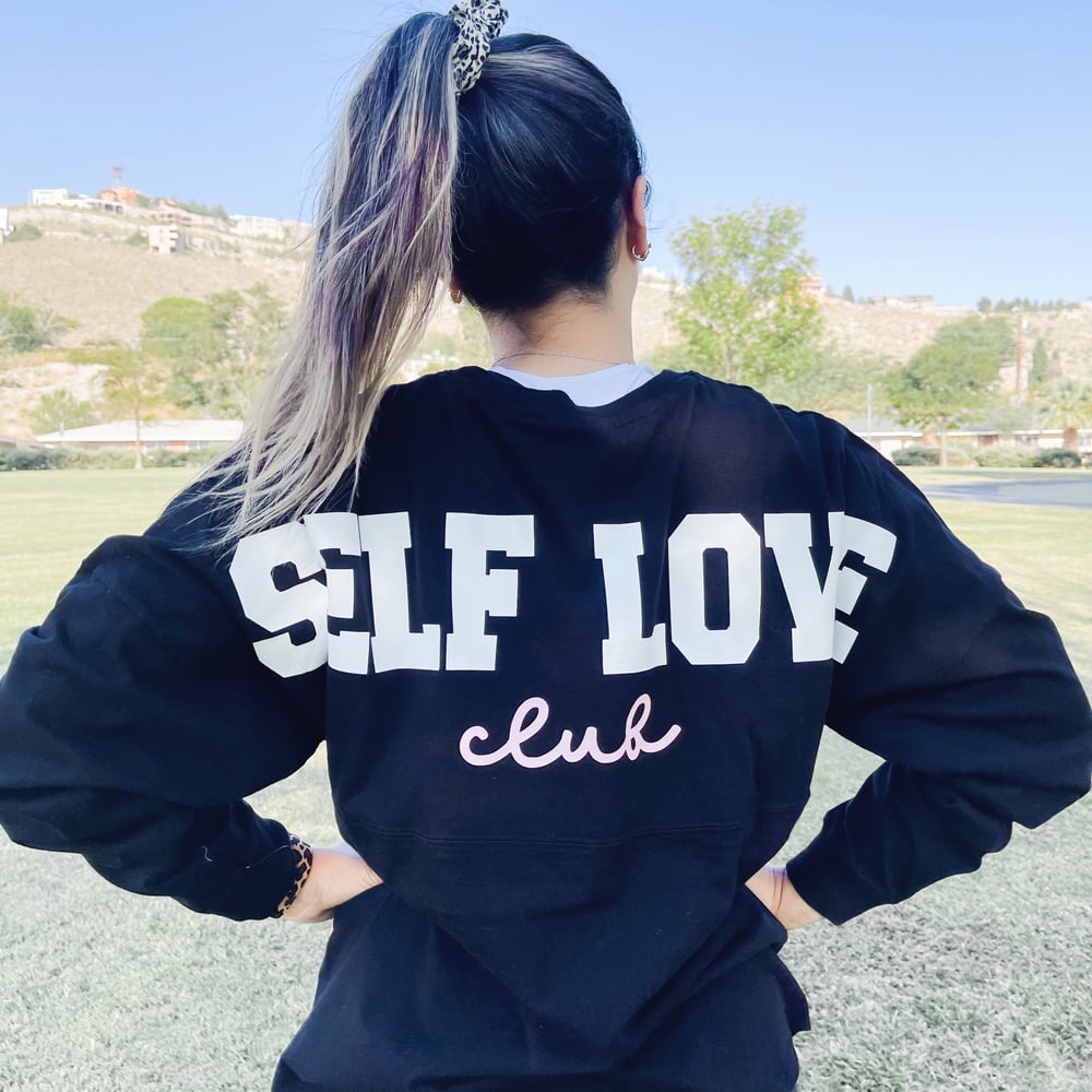 Image of "Self love club" Oversized long-sleeve shirt.