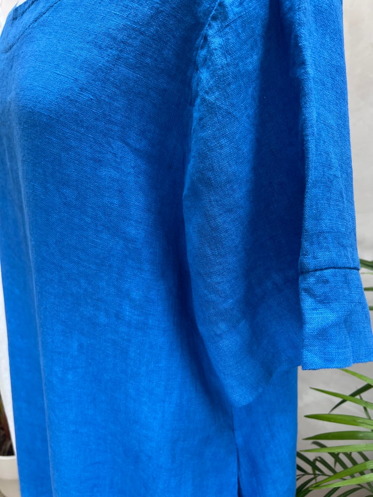 Image of Robe En Lin Gaïa II Bleu Bleu Roy