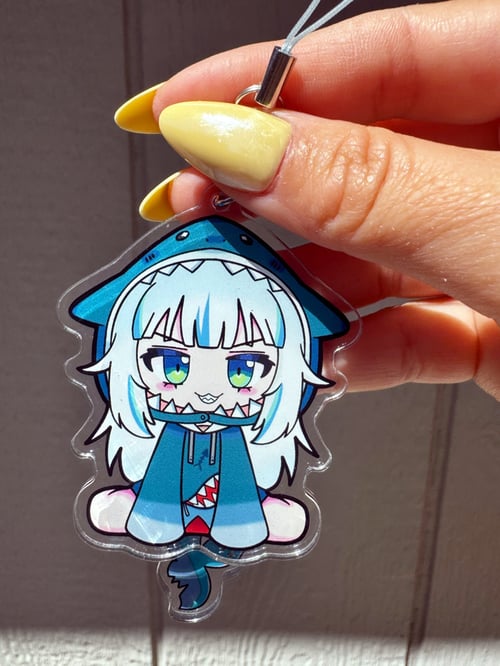 Image of Gura tail wagging acrylic keychain