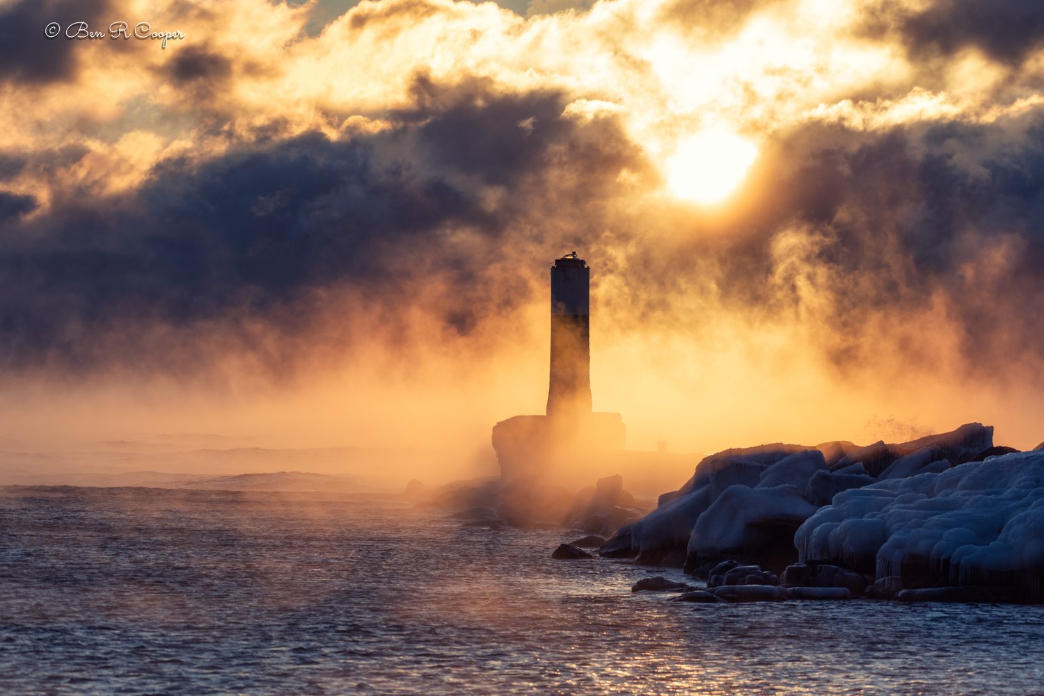 Fire And Ice At Grand Marais Light