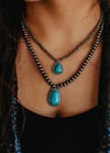 TAKE ME AWAY TWO STRAND SILVER WITH TURQUOISE NECKLACE 
