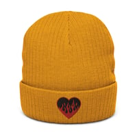 Image 4 of Flaming Heart Ribbed knit beanie