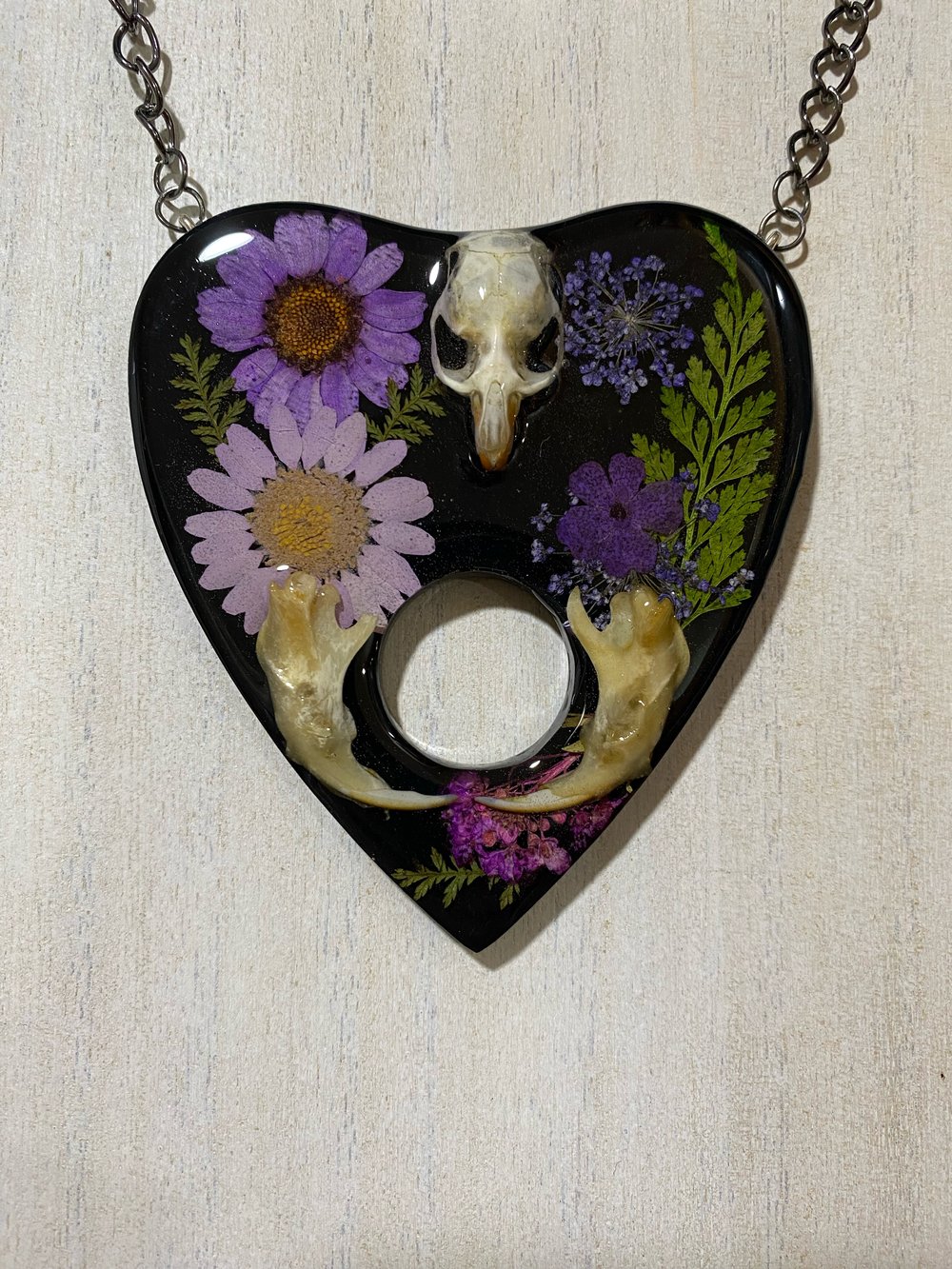 Skull and Jawbone Planchette Pendant