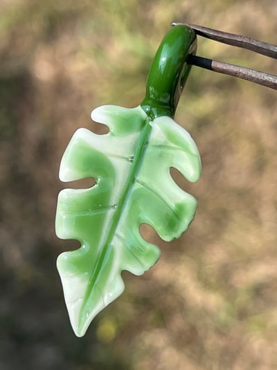 Image of Small Varigated Monstera Leaf Pendant 3