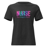 Image 4 of Women's Relaxed T-Shirt, Nurse Love, Inspire, Heal Uplifting Colorful Tee