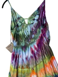 Image 9 of L Woven Tiered Lightweight Long Sundress in Tropical Agate Ice Dye