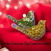 Green, Gold, and Pearl Bird Set