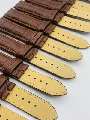 Image of LOTS OF 5 & 10 X CROC  STYLE OMEGA LEATHER GENTS WATCH STRAPS,20mm,BLACK,BROWN,WITHOUT BUCKLES.
