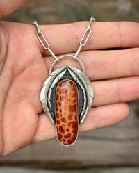 Image 4 of Snakeskin Carnelian Leaf Necklace 