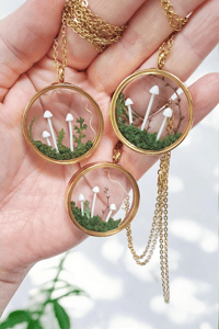 Image 1 of Porcelain Mushroom Locket Necklace
