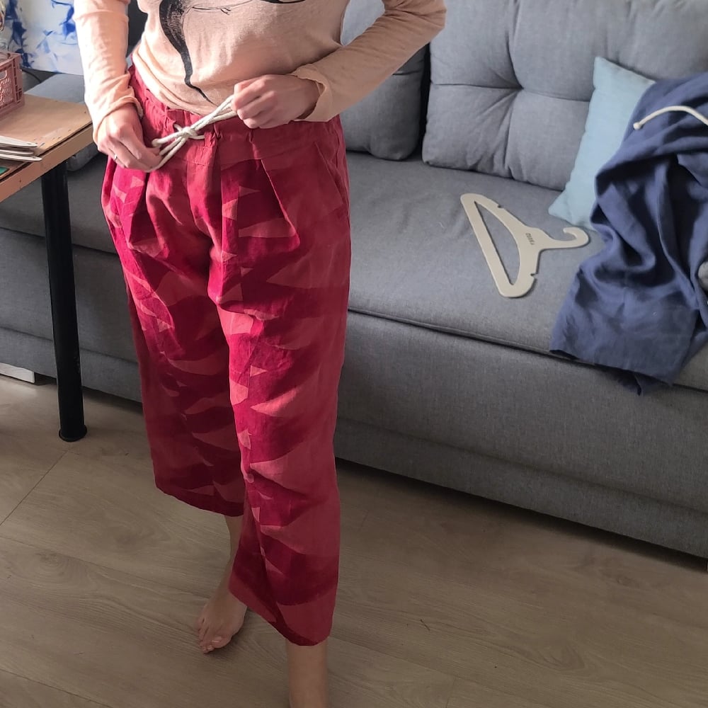 Image of Pantalon court peint 100% lin épais "Anatole" T.M