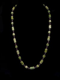 Image 1 of Australian Green Lace Jasper and Garnet Necklace