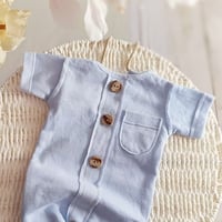 Image 2 of Newborn boys romper Lorenzo | sleeves | baby blue