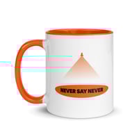 Image 1 of Never Say Never Logo Mug (White with Orange Accents)