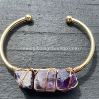 Image 10 of Raw Crystal Cuff Bangle Bracelets 