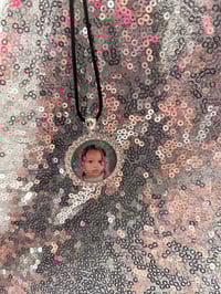 Image 1 of Silver Rhinestone Photo necklace 4 different shapes 