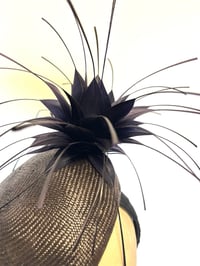 Image 3 of Navy headpiece w feather trim