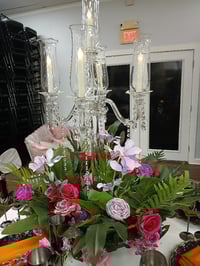 Image 2 of 40” Tall 5 Arms Clear Crystal Glass Candle Holder,Wedding Candelabra Table Centerpieces
