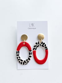 Paire de boucles d’oreilles céramique TOTEM OVALA PERCA rouge