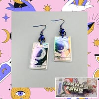 Image 1 of Rainbow Metallic 'The Moon' Tarot Card Earrings