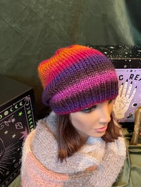 Image 3 of "Fire & Twilight" Slouchy Knit Beanie