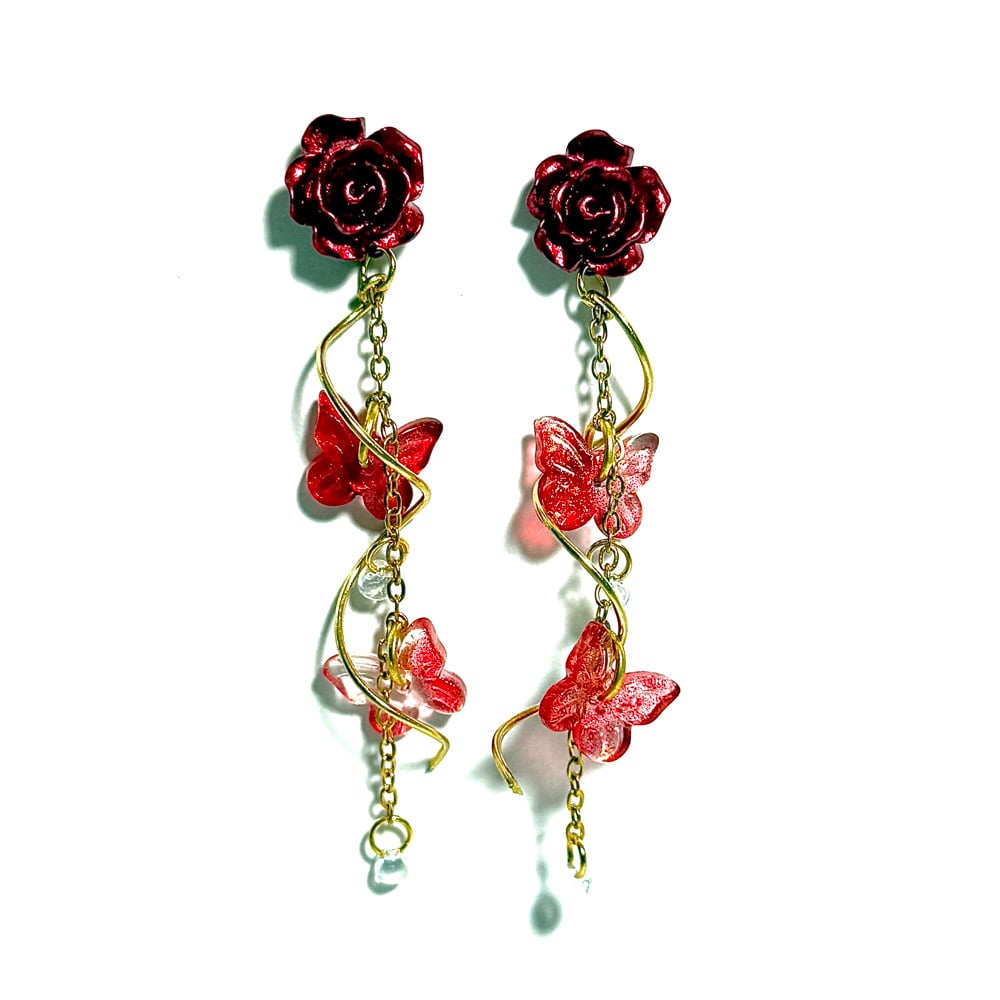 Image of Red Rose Earrings