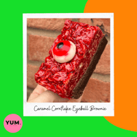 HALLOWEEN CARAMEL CORNFLAKE EYEBALL BROWNIE