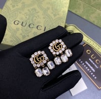 Image 4 of Double G Earrings With Dangling Crystals