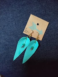 Image 1 of Aqua leather earrings 
