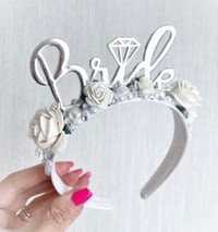 Image 3 of White Flowers & Pearls Bride headband tiara crowns 