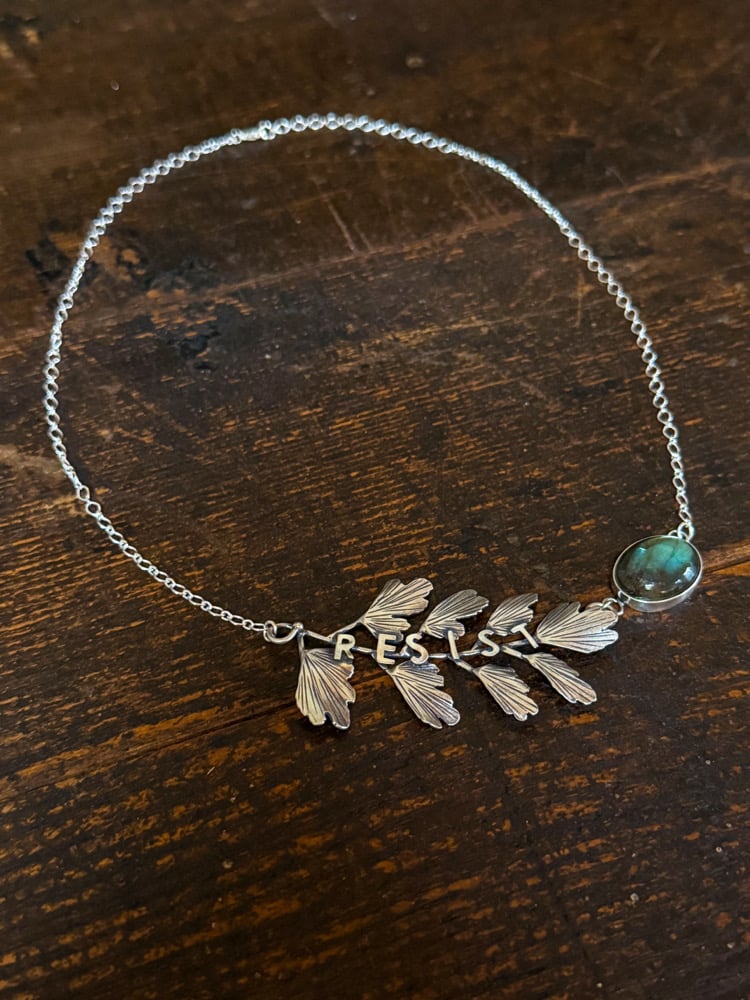 Image of Maidenhair Fern Labradorite "Resist" Statement Necklace