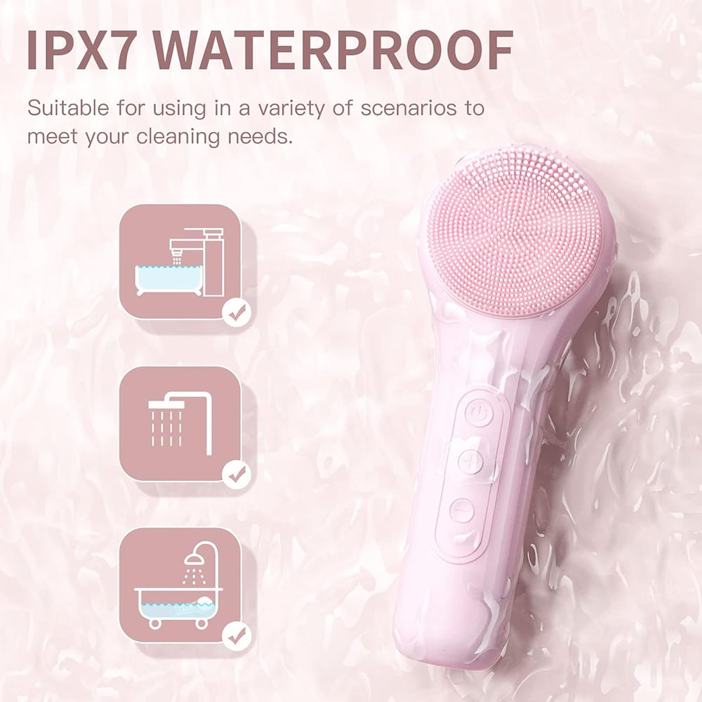 Image of Sonic Waterproof Facial Cleansing Brush Rechargeable Scrubber Exfoliating Vibrating Deep Clean Face 