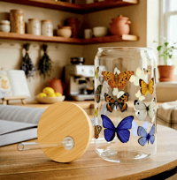 Image 4 of Butterfly Sipper Glass (16oz)  with Bamboo Lid & Straw MOTHER'S DAY LIMITED EDITION 